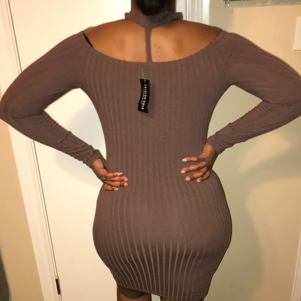 Chocolate Ribbed Fashion Nova Dress - Picture 3 of 3